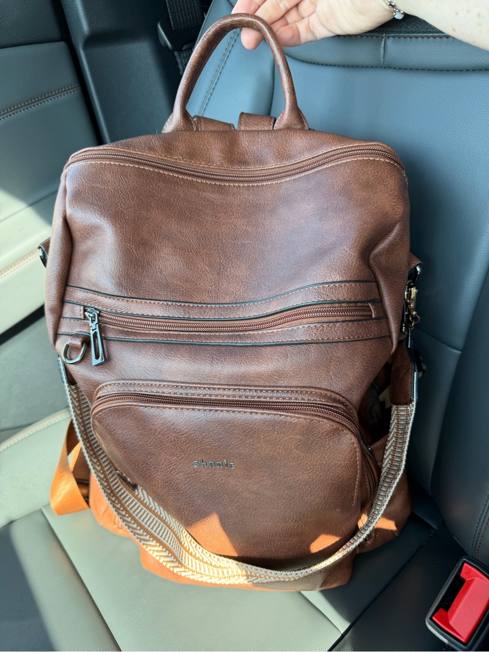 Brown Leather Backpack - Womens